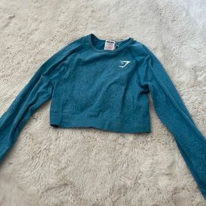 Gymshark Vital Seamless 2.0 Crop Too size XS Blue Marl